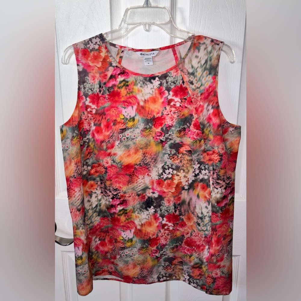 Athleta Refined Zephry Tank in Bloom Sleeveless Floral Print Top Size Medium